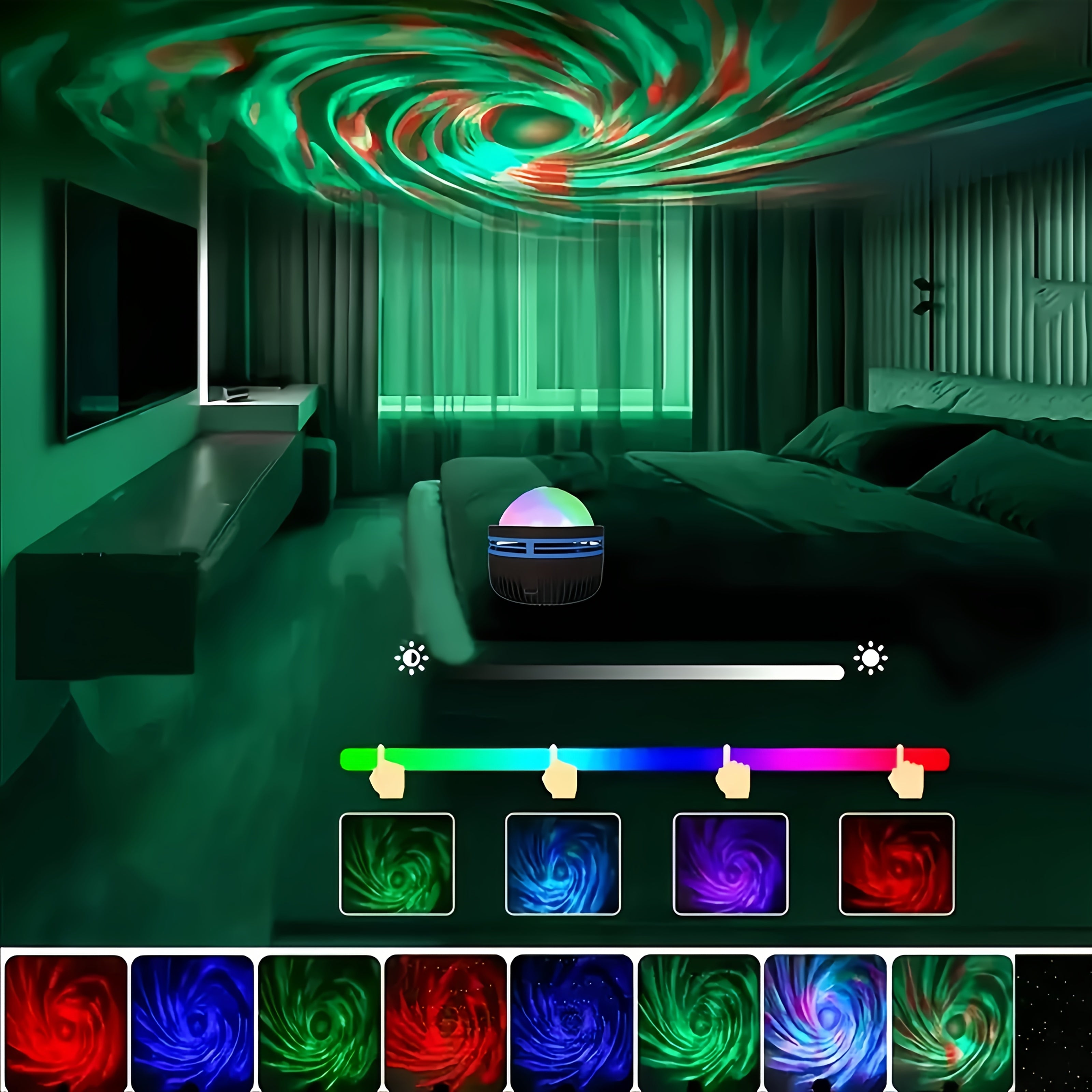 USB quvvatlangan proyeksiya lampasi zamonaviy uslubda, sozlanadigan yoritish va bir nechta rang variantlari bilan. Turli xonalar va tadbirlar uchun ideal.