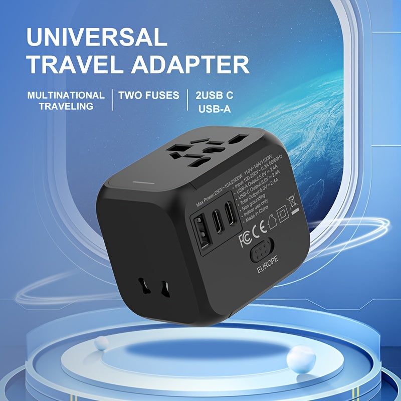 2500W Universal Travel Power Adapter with International Conversion Plug for US UK EU AU Outlets