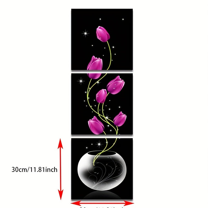 3-Piece Mosaic Oil Painting Wall Art Set for Room Decor Scenic Bedroom Living Room