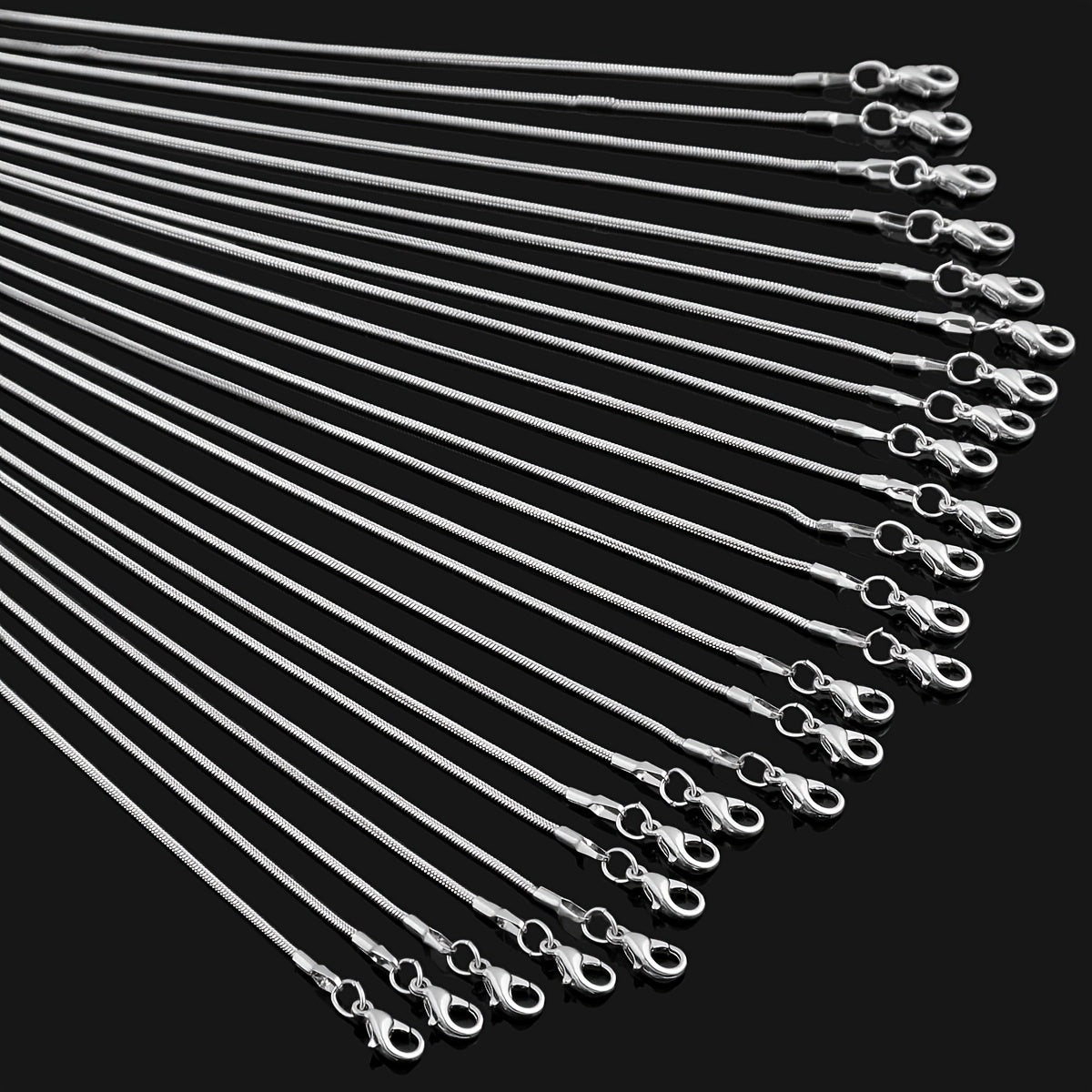 Silver Snake Necklace 18 Inch S925 Sterling Silver Chain with Gold Accents