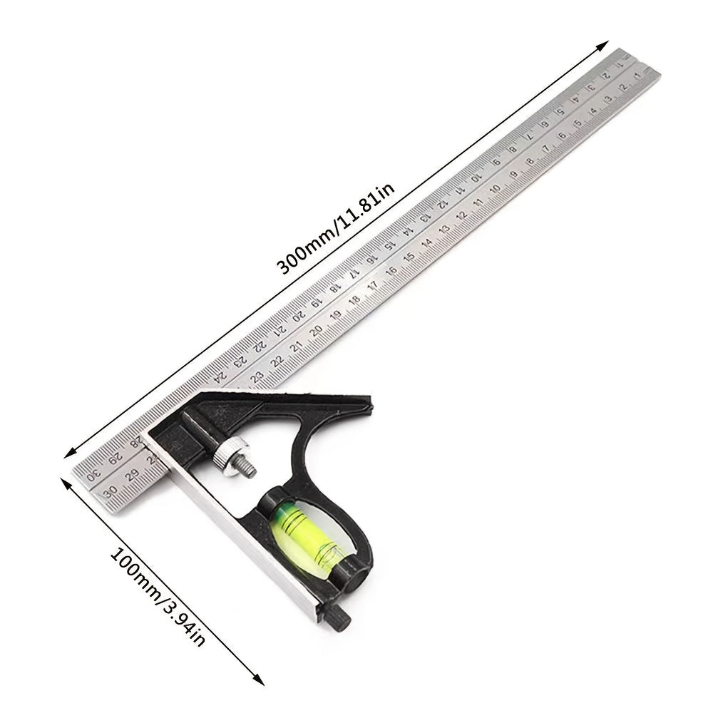 3-in-1 Stainless Steel Woodworking Tools Set Digital Angle Gauge Ruler High Precision