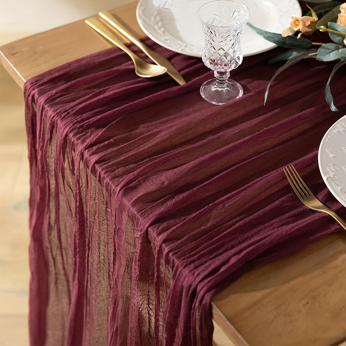 Wrinkled Cheesecloth Table Runner Bohemian Chic Wedding Party Decor