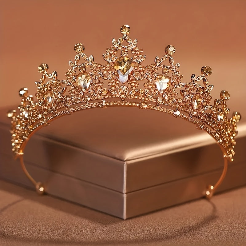 Bridal Tiara with Purple Crystals and Korean Princess Crown for Women