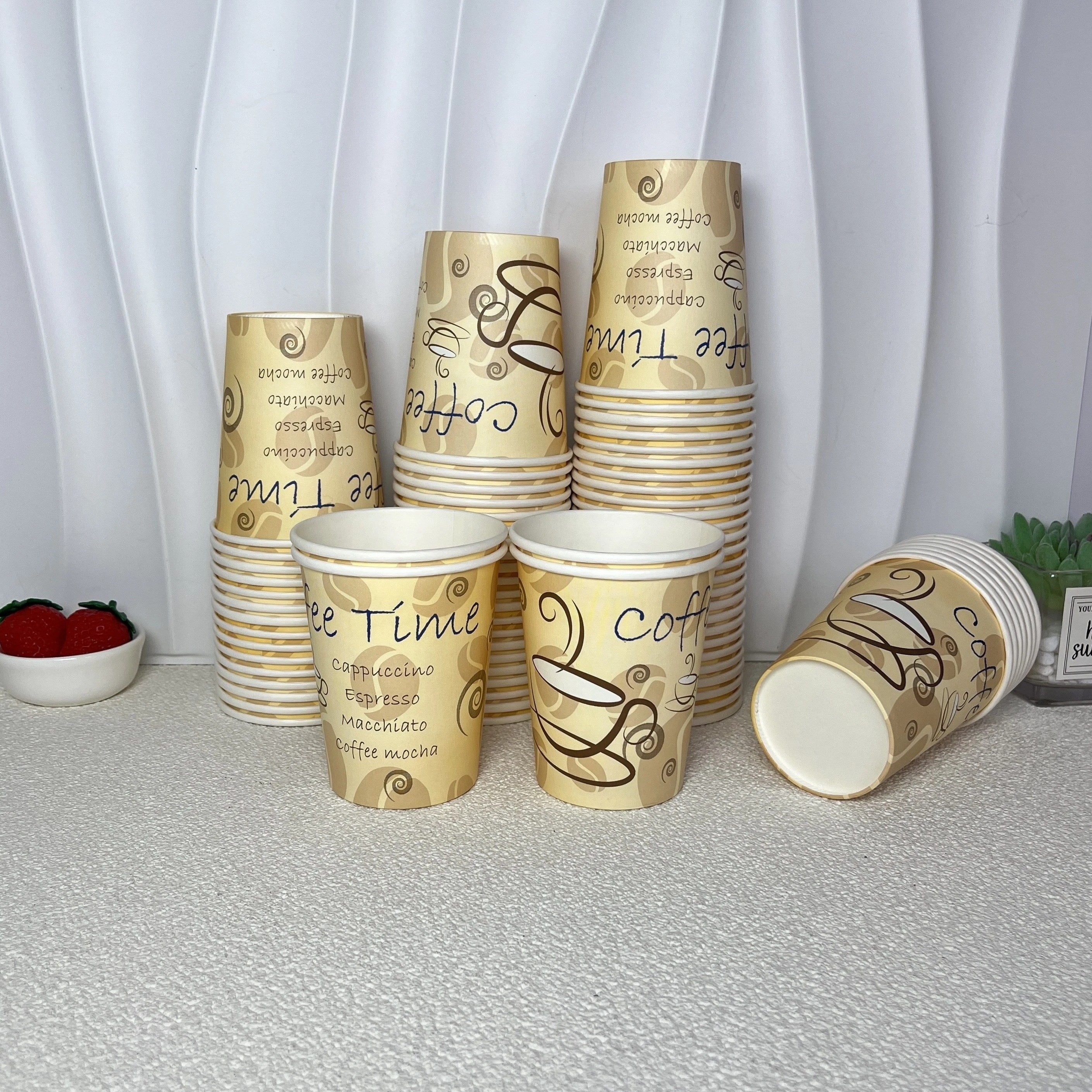 50-100 Disposable 8oz Paper Cups Hot Drink Food-Grade for Coffee Juice Water