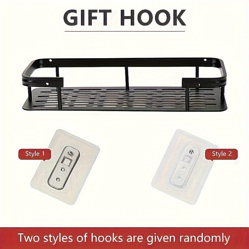 2-Pack Черные Ржавчине Устойчивые Металлические Полки для Ванной, Настенные Подвесные Кадди для Шампуня и Кондиционера, Экономящее Пространство Органайзер с Крючком, Диаметр Трубы 8 мм