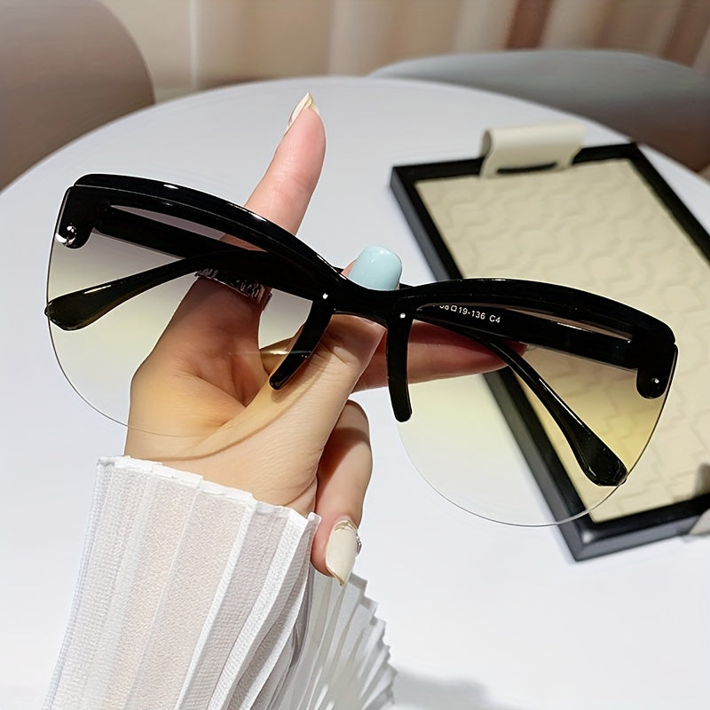 2024 Semi-Rimless Plastic Eyeglasses Big Frame Vintage Net Red Circle Unisex