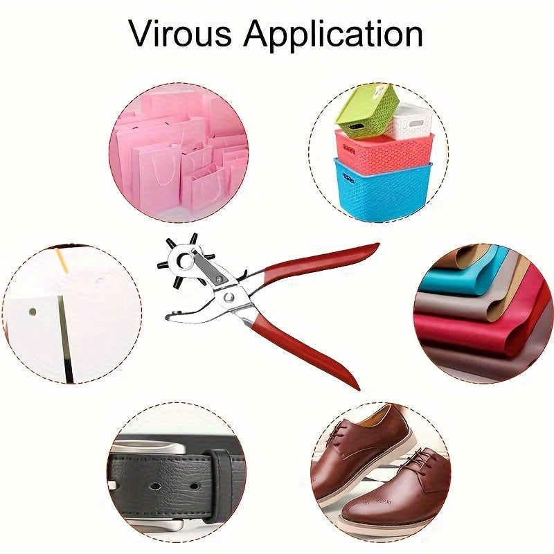 Faux Leather Hole Punch Tool for Belts Watch Bands Handbags Multi-Size Alloy