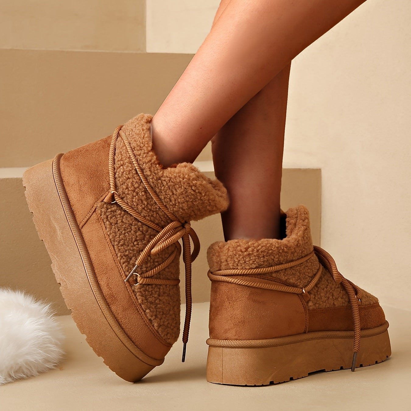 Women's Faux Fur Winter Snow Boots Plush Lined Thick Sole