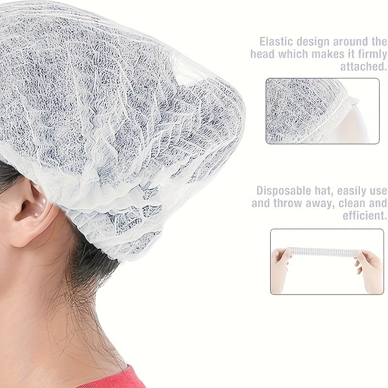 50 Pack Non-Woven Shower Caps Hair Nets with Elastic Bands, Assorted Colors