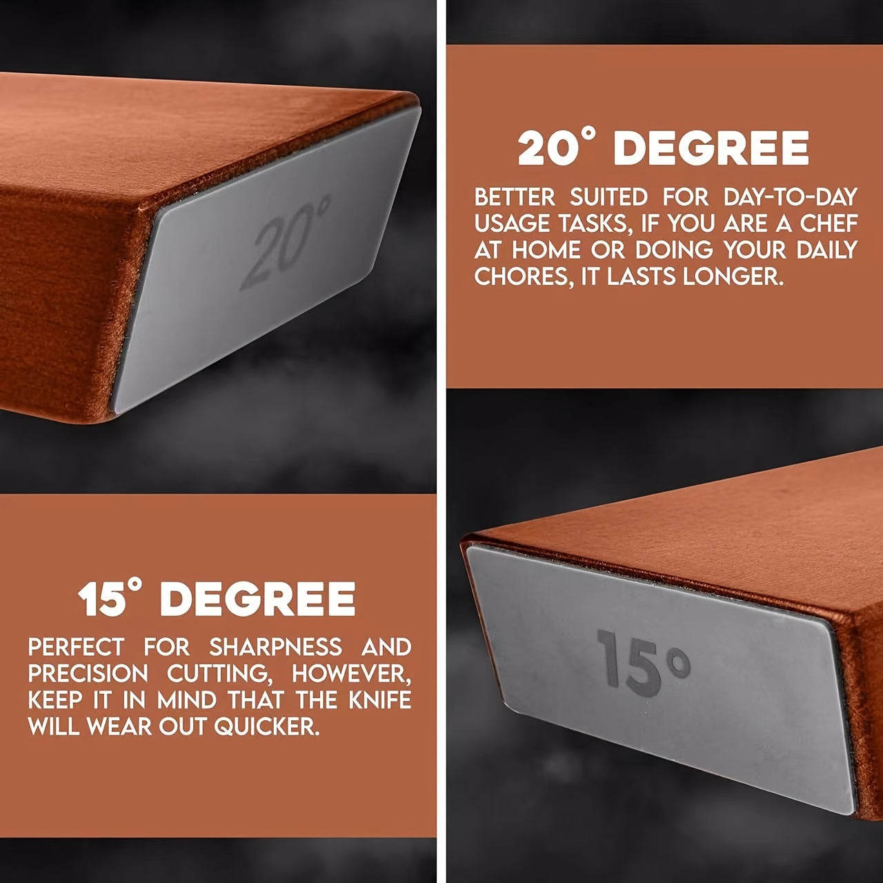 Manual Knife Sharpening Set with Walnut Wood and Diamond Coating, Adjustable Angles