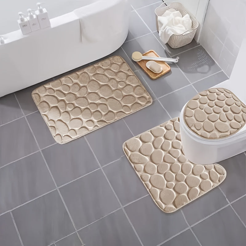 Conjunto de alfombrillas de baño con patrón geométrico, suaves, absorbentes, antideslizantes, lavables a máquina, de poliéster