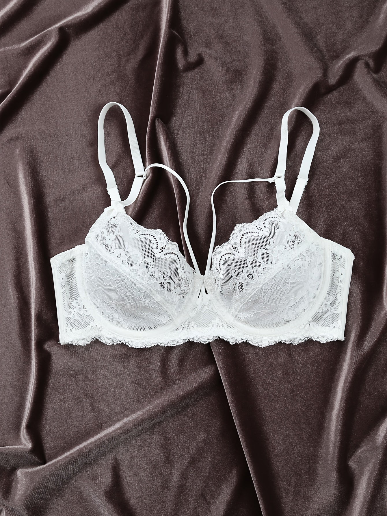 Women's Sheer Lace Lingerie with Cut-Out Strappy Bra and Floral Details