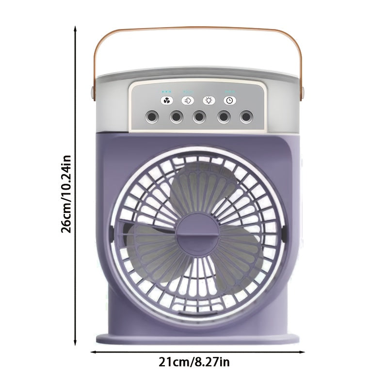 600ml tankli USB Spray Fan, LED chiroq, cheksiz tezlikni boshqarish, uy/ofis/yotoqxona uchun portativ.