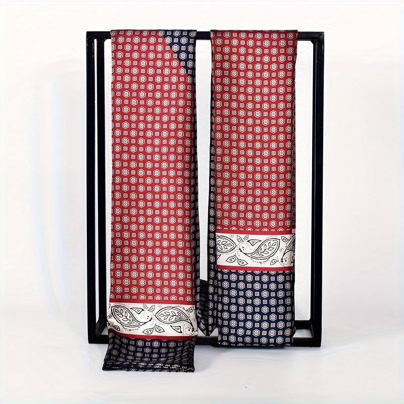 Men's Double Layered Scarf Soft Polyester Fashion Accessory Black