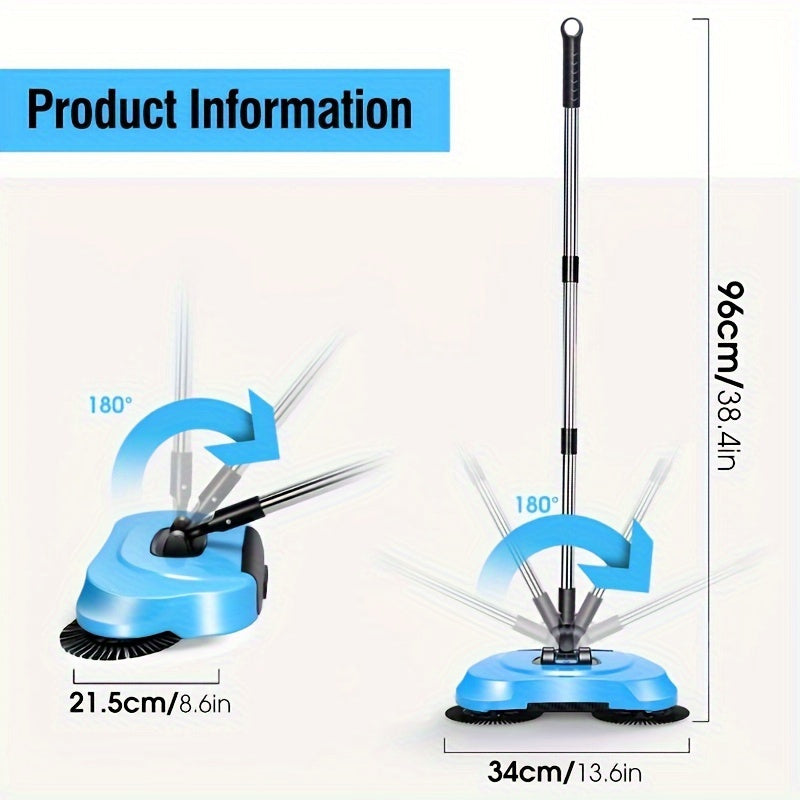 3-in-1 Manual Broom for Dust Pet Hair and Garbage Hard Floor Cleaning
