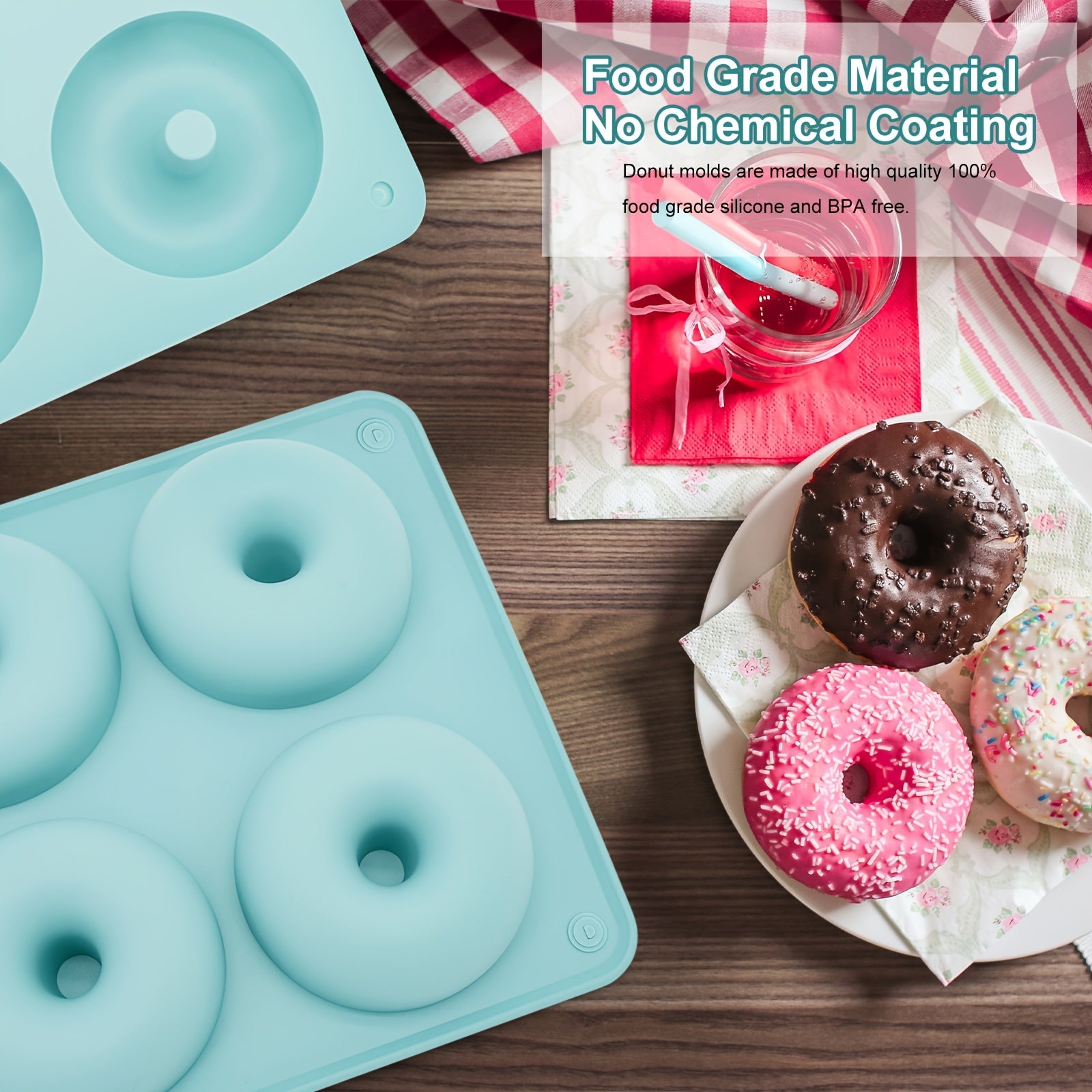 Silicone Donut Mold 6-Cavity Baking Cake Pudding Jelly Chocolate Soap Resin