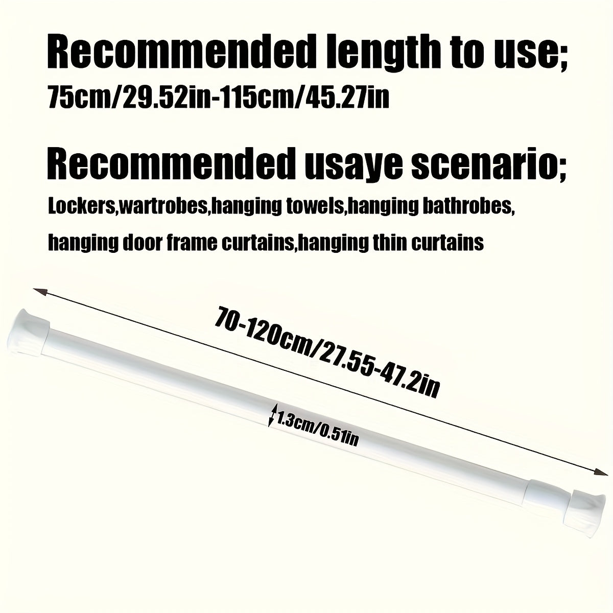 Qishloq va eshik pardalari uchun bahor yuklangan metall sochiq bar, teshiksiz tortish montaji.