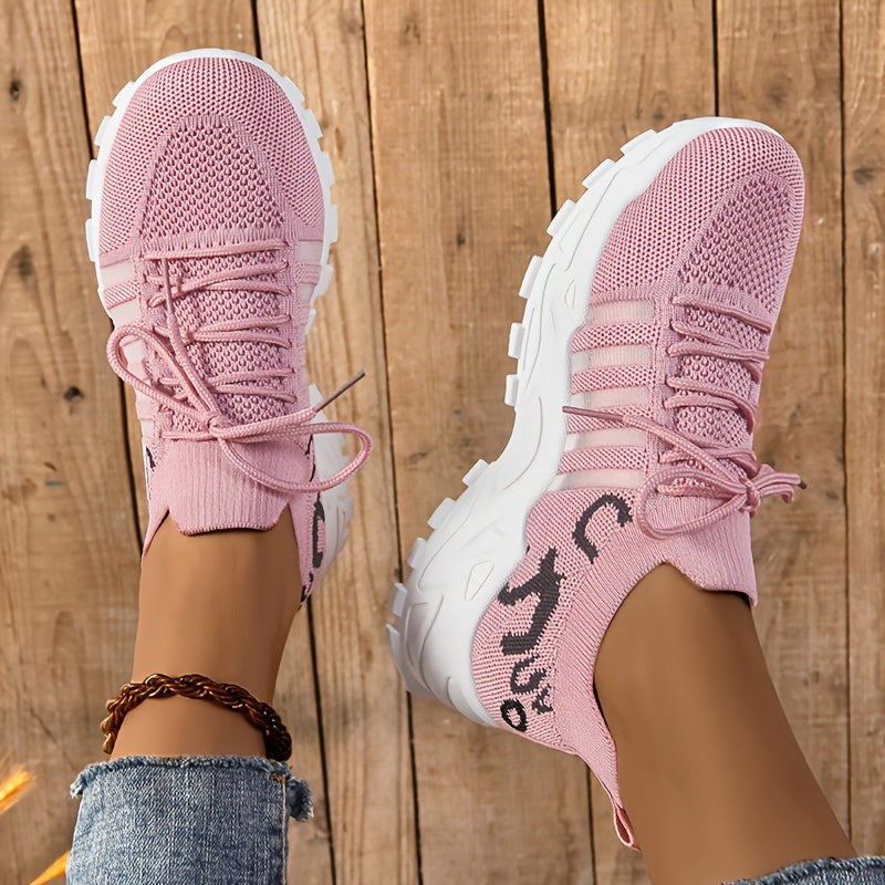 Women's Casual Mid-Top Sneakers Breathable Fabric White Lace-Up Comfortable