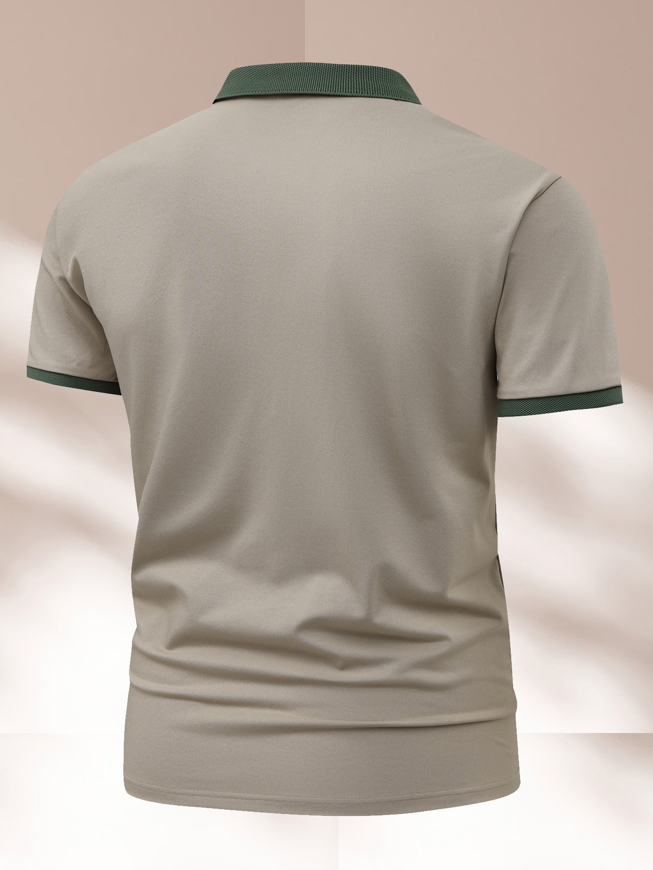 Men's Knit Polyester Polo Shirt Summer Casual Geometric Pattern in Navy Light Green Khaki