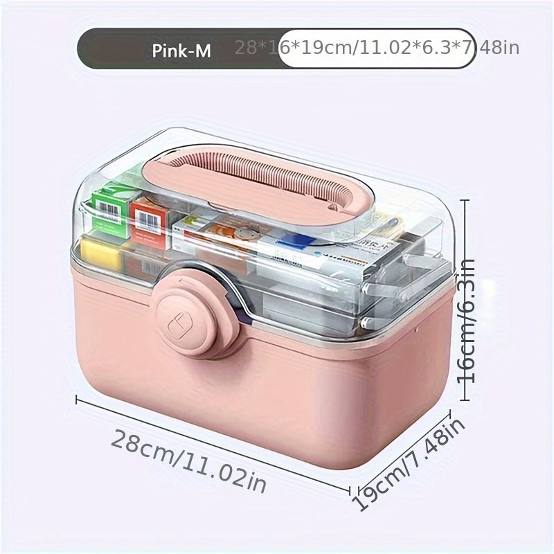 Portable First Aid Kit with Pill Organizers for Family Medicine Storage Durable Plastic White