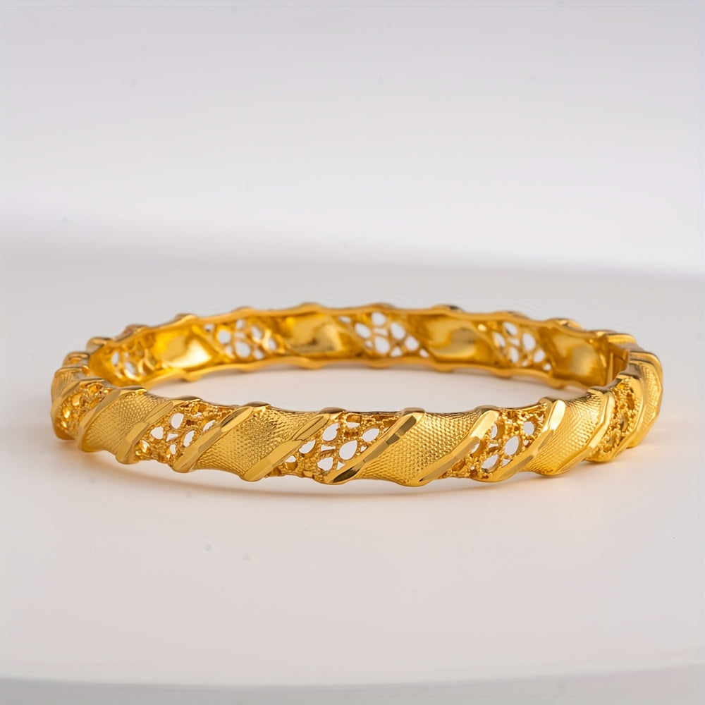 Gold Plated Copper Cuff Bracelet for Women Adjustable Bangle Jewelry Gift