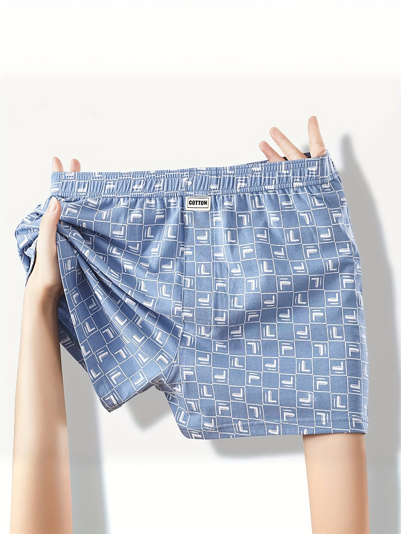 Men's Cotton Boxer Briefs 3 Pack Breathable Plaid Denim-Style Patterns Comfortable Elastic Waist