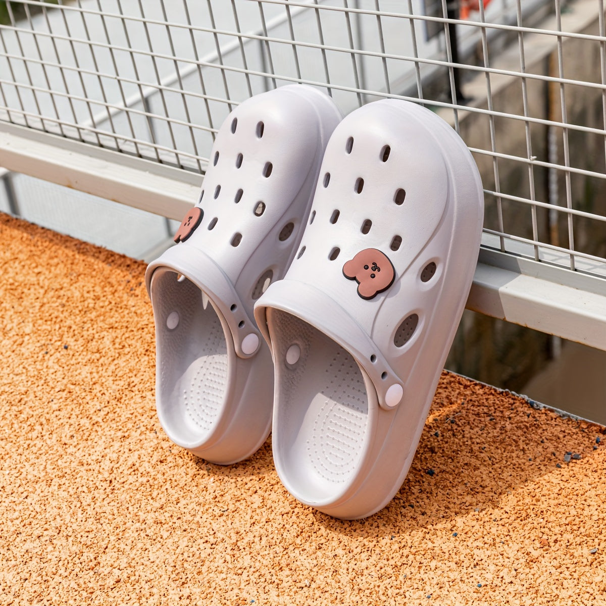 Women's Slip-On Shoes Lightweight Cushioned Platform Sandals Black Pink Bear