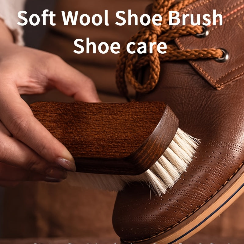 Unisex Wooden Shoe Brush Soft Bristles Leather Care Cleaner