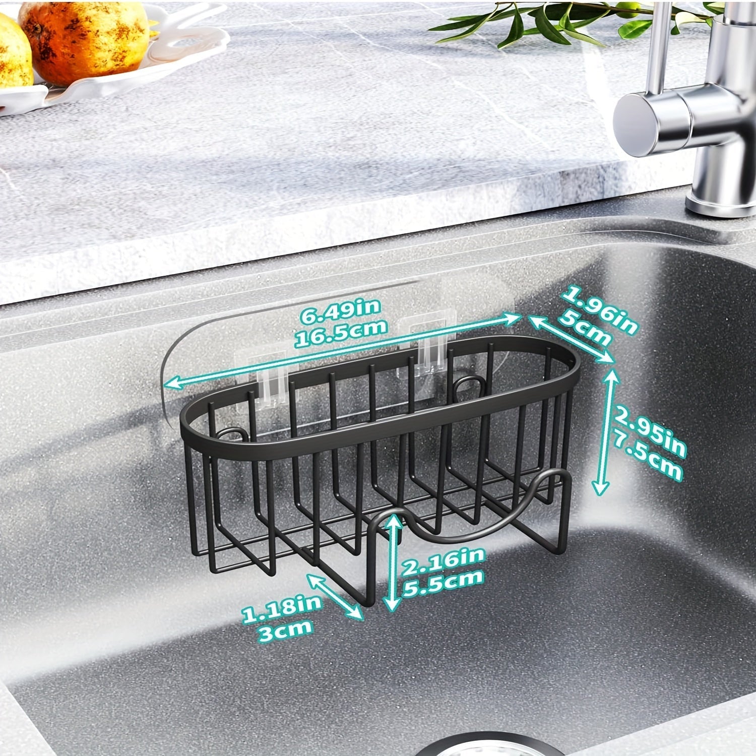 Multifunctional Wall-Mounted Sponge Rack Stainless Steel Sink Organizer for Kitchen Bathroom