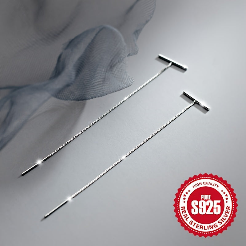 Sterling Silver T-Shaped Earrings for Women Hypoallergenic Everyday Jewelry