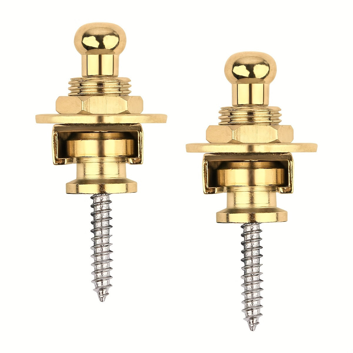 Juego de 2 cerraduras de correa de guitarra de aleación con botones de liberación rápida negro y dorado