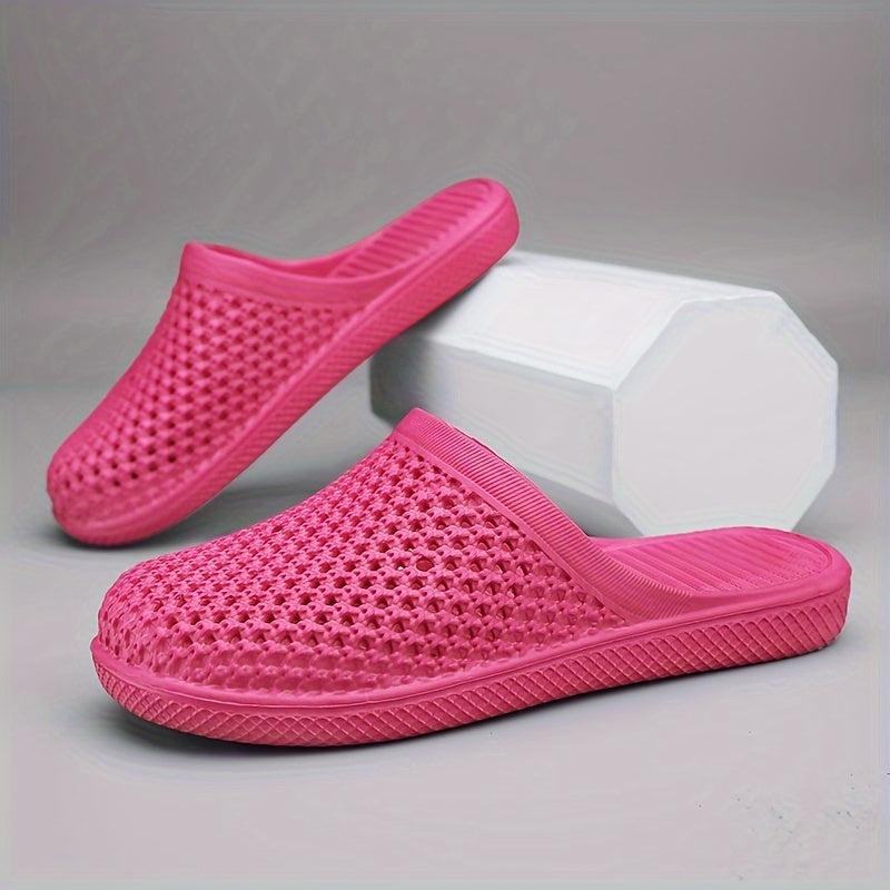 Women's Hollow Out Flat Clogs Solid Color Closed Toe Summer Shoes