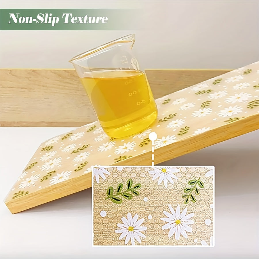 Floral and Grass Pattern EVA Shelf Liner Moisture Resistant Durable Drawer Mat
