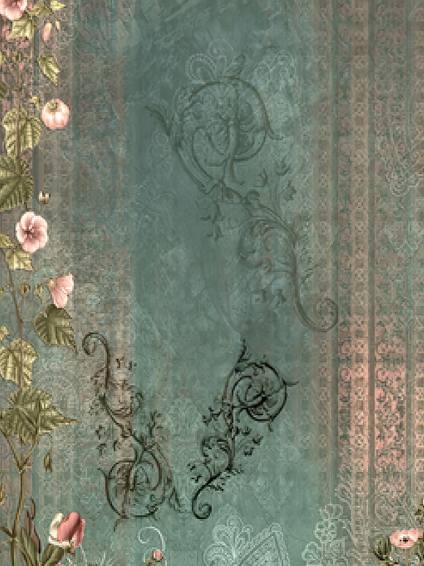 Plus-Size Women’s Wide-Leg Floral Print Pants with Pockets