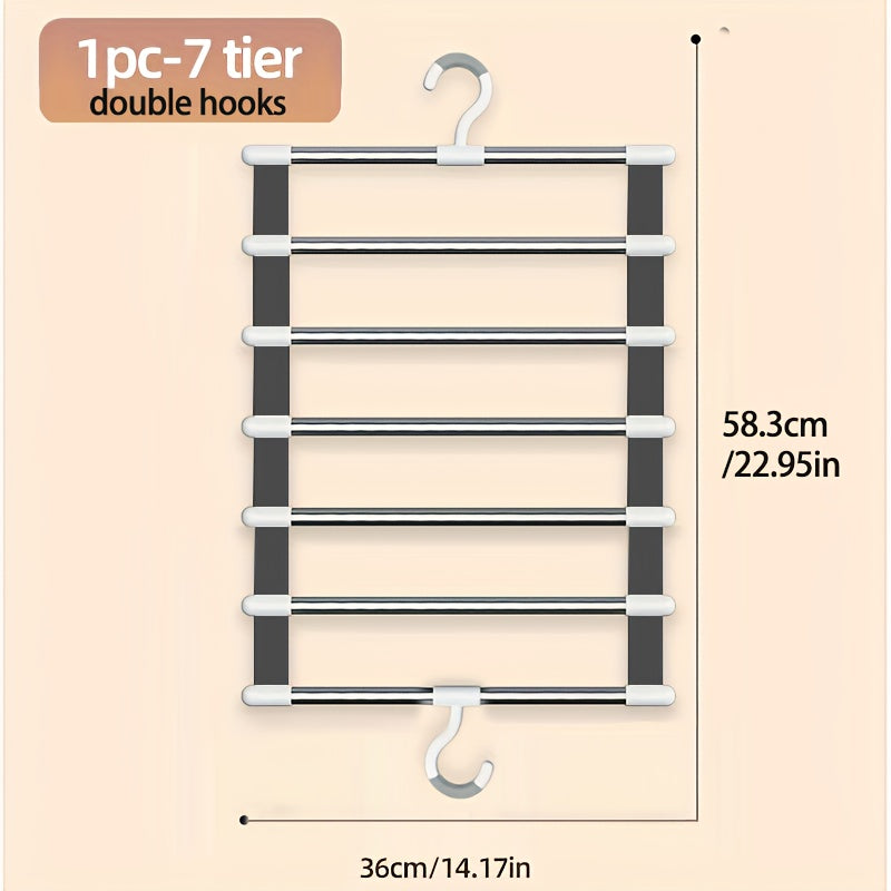 Multi-Tier Aluminum Pants Hangers Space-Saving Closet Organizer Non-Slip
