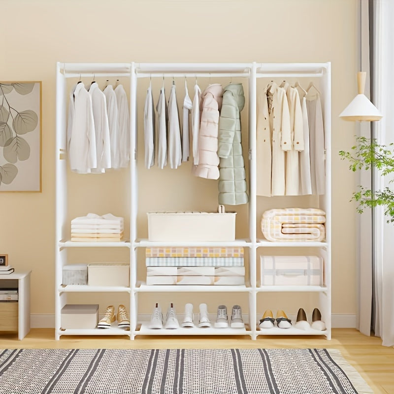 5-Tier Metal Coat Rack Stand with Rust-Resistant Finish for Clothing and Shoes