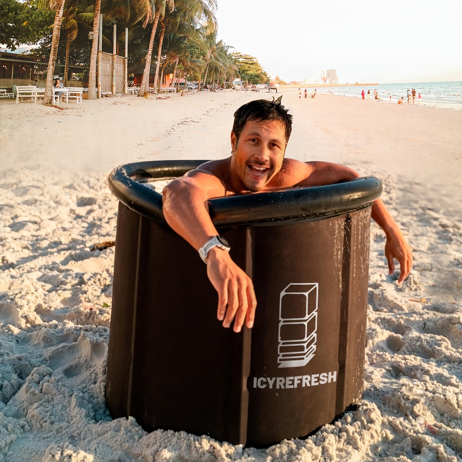 1 dona Katta Muzli Vanna Sportchilar uchun Qopqoq bilan, 105 Gallon (400L) Portativ Sovuq Suv Vannasi Tashqi Saqlash uchun Saqlash Sumkasi bilan.