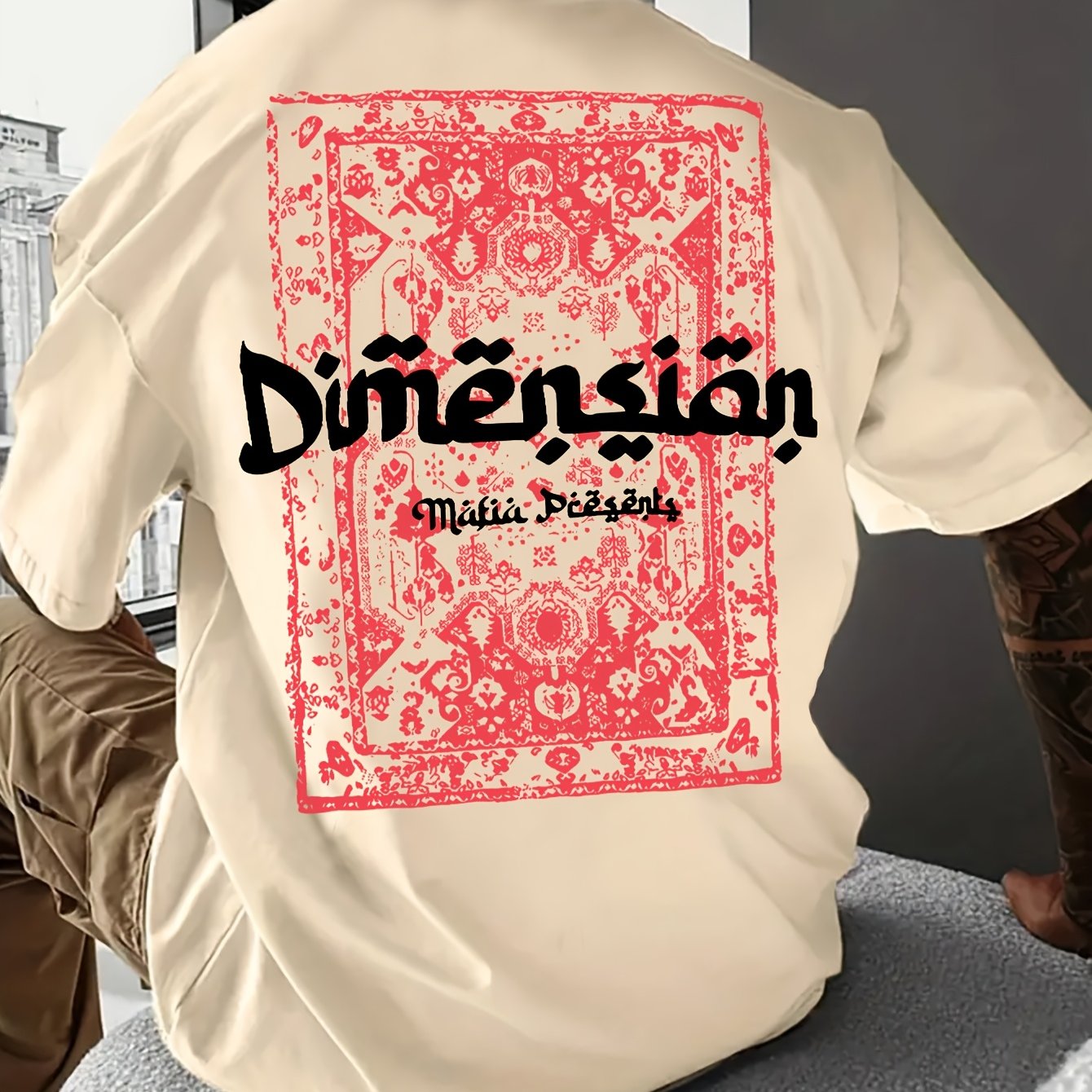 Camiseta de manga corta para hombre de poliéster con patrón de retrato y ligera elasticidad para verano