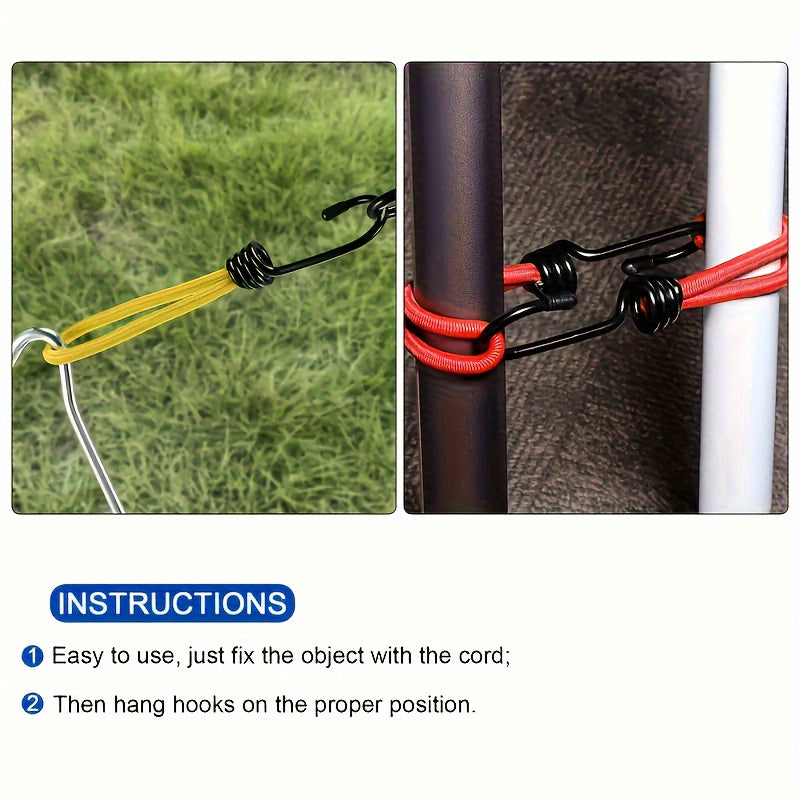 4 Pack Heavy Duty Bungee Cords with Hooks for Camping Tents and Tarp Tie-Downs