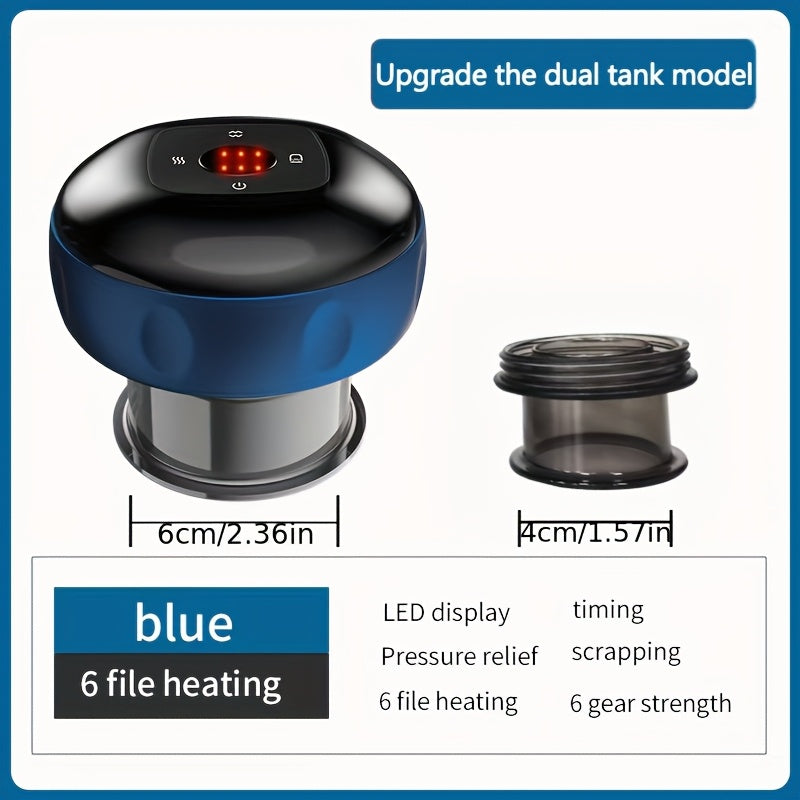 Portable Cupping Massager with LED Display USB Rechargeable 6-Speed Heating for Muscle Relaxation