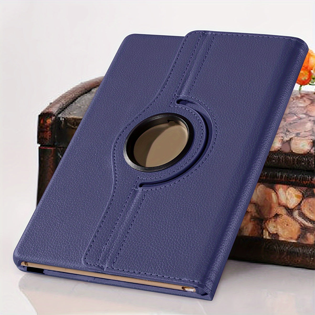 360° Rotating Lychee Pattern Tablet Case for iPad 10.2-inch 7th/8th/9th Gen Anti-Slip Magnetic Sleep Wake Multi-Angle Stand Lightweight Durable TPU