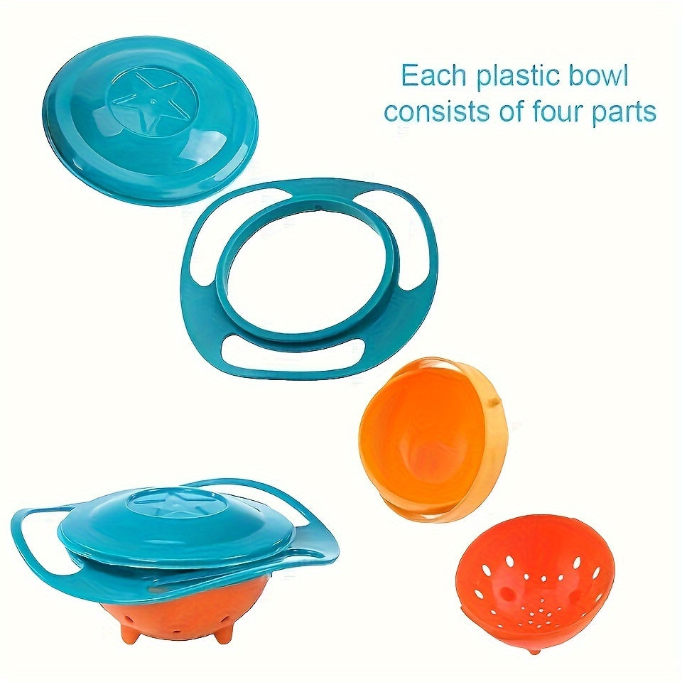 Baby Toddler Feeding Bowl BPA-Free Rotating Spill-Proof 360 Degree Spin Multi-Color