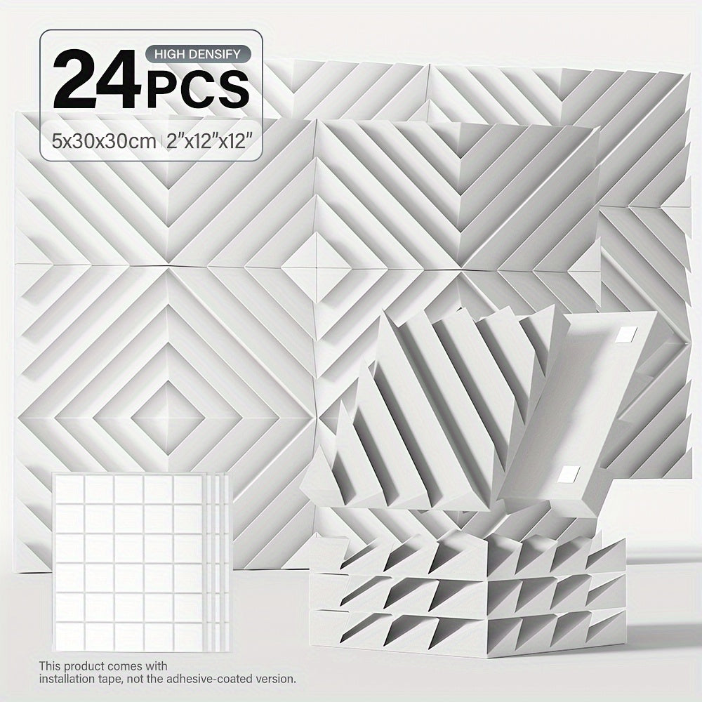 24pcs Acoustic Foam Panels 12x12 Inch Soundproofing Tiles for Studio Home Office Black Grey White