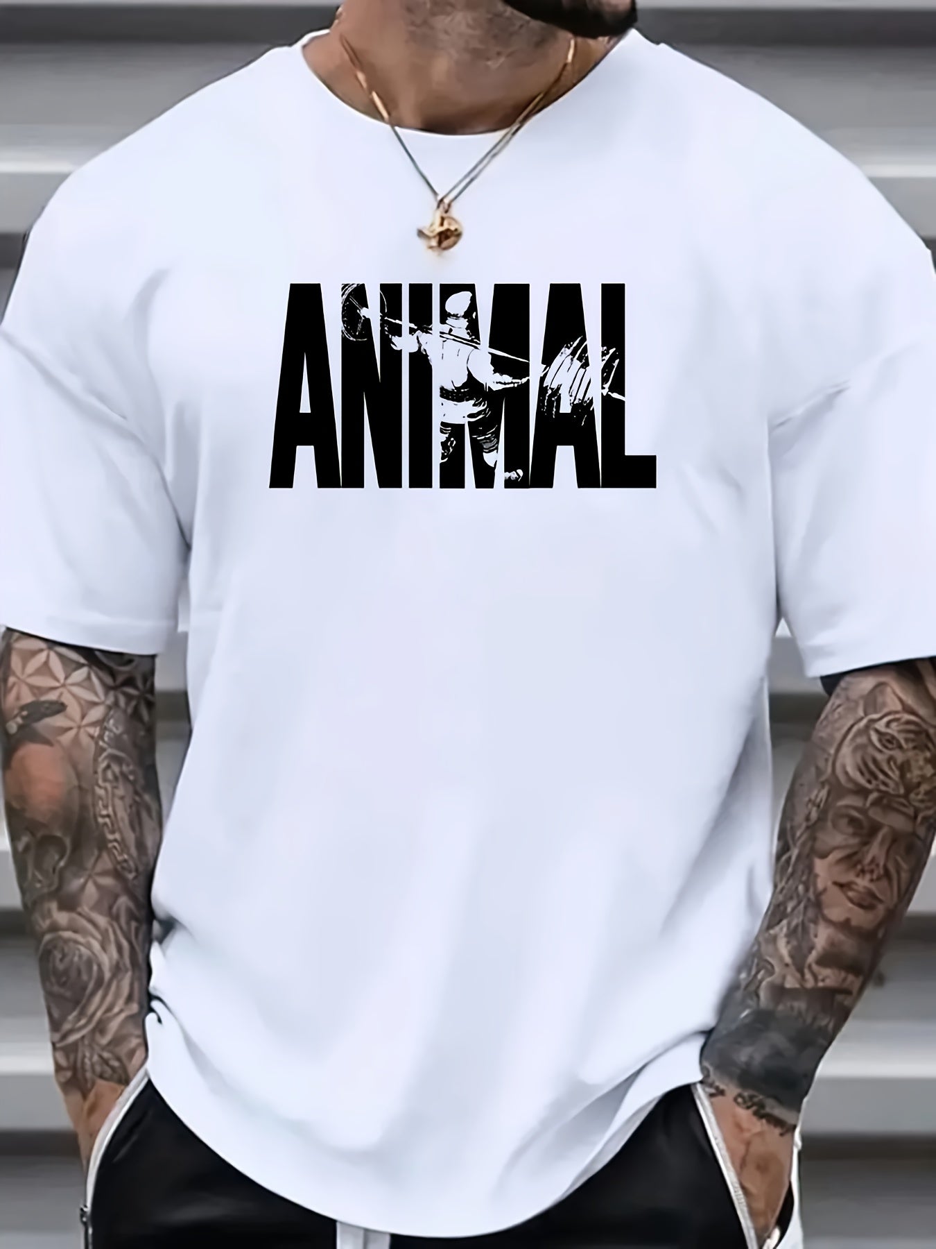 Men's Plus Size Polyester Graphic Print T-Shirt Crew Neck Streetwear All-Season