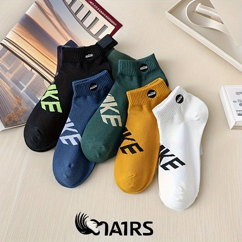 Men's Low Cut Socks 5 Pairs Breathable Anti-Odor Casual Wear All Seasons