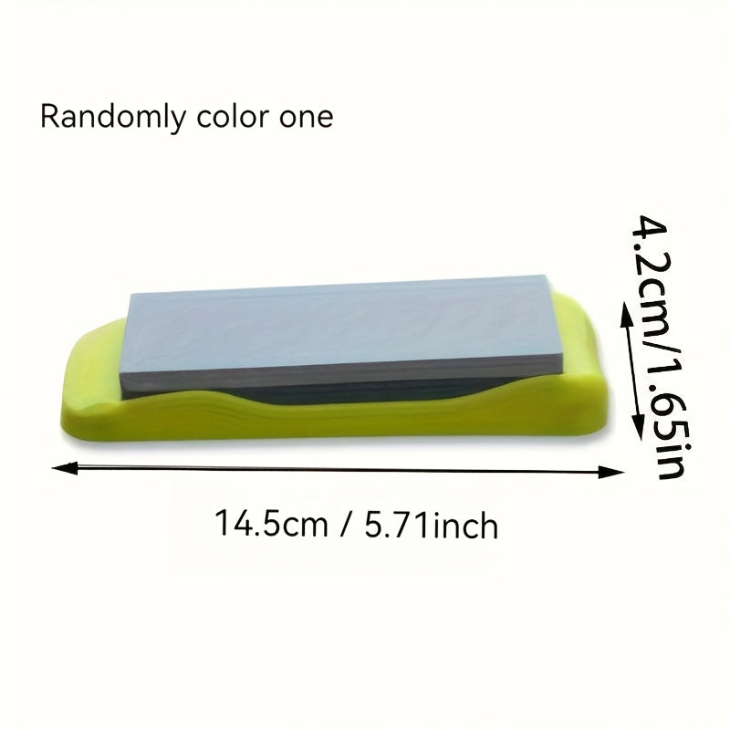 Uy oshxonalari va oziq-ovqat mashinalarida xavfsiz va oson pichoqni qattiqlash uchun yopishmaydigan asos bilan ikki tomonlama qattiqlash toshi, mustahkam sariq va ko'k dizayni bilan.