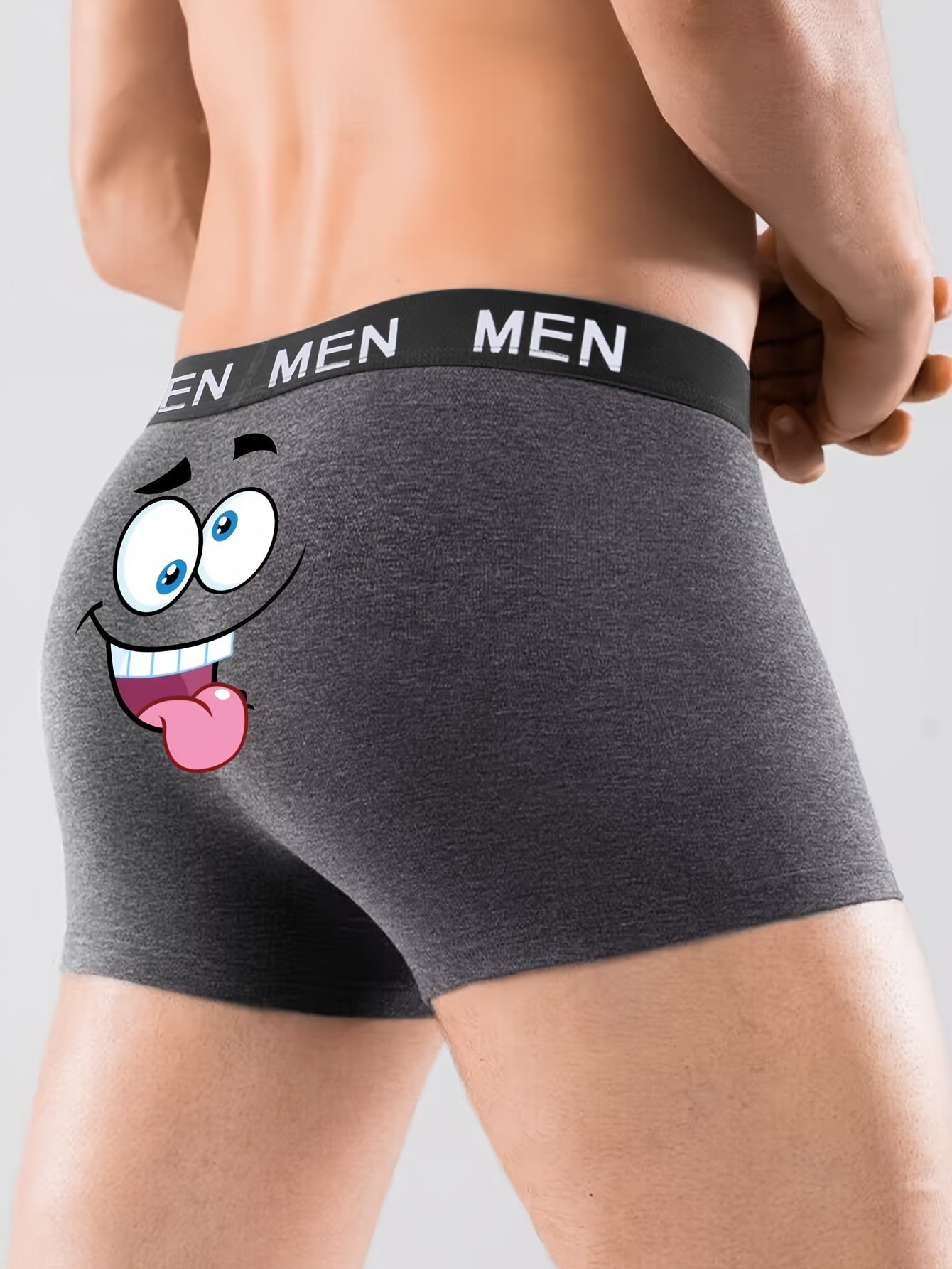 Men's Printed Boxer Briefs Breathable Polyester Blend Elastic Waistband