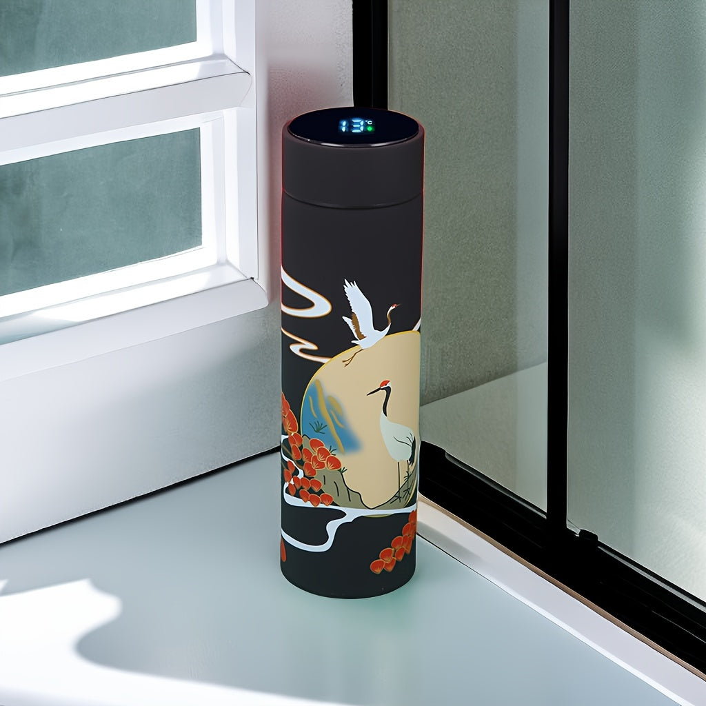 Izolyatsiyalangan zanglamaydigan po'latdan yasalgan tumbler 16.9oz Feng Shui dizayni bilan, tugma bilan ishlaydigan batareyali qo'l yuvish uchun