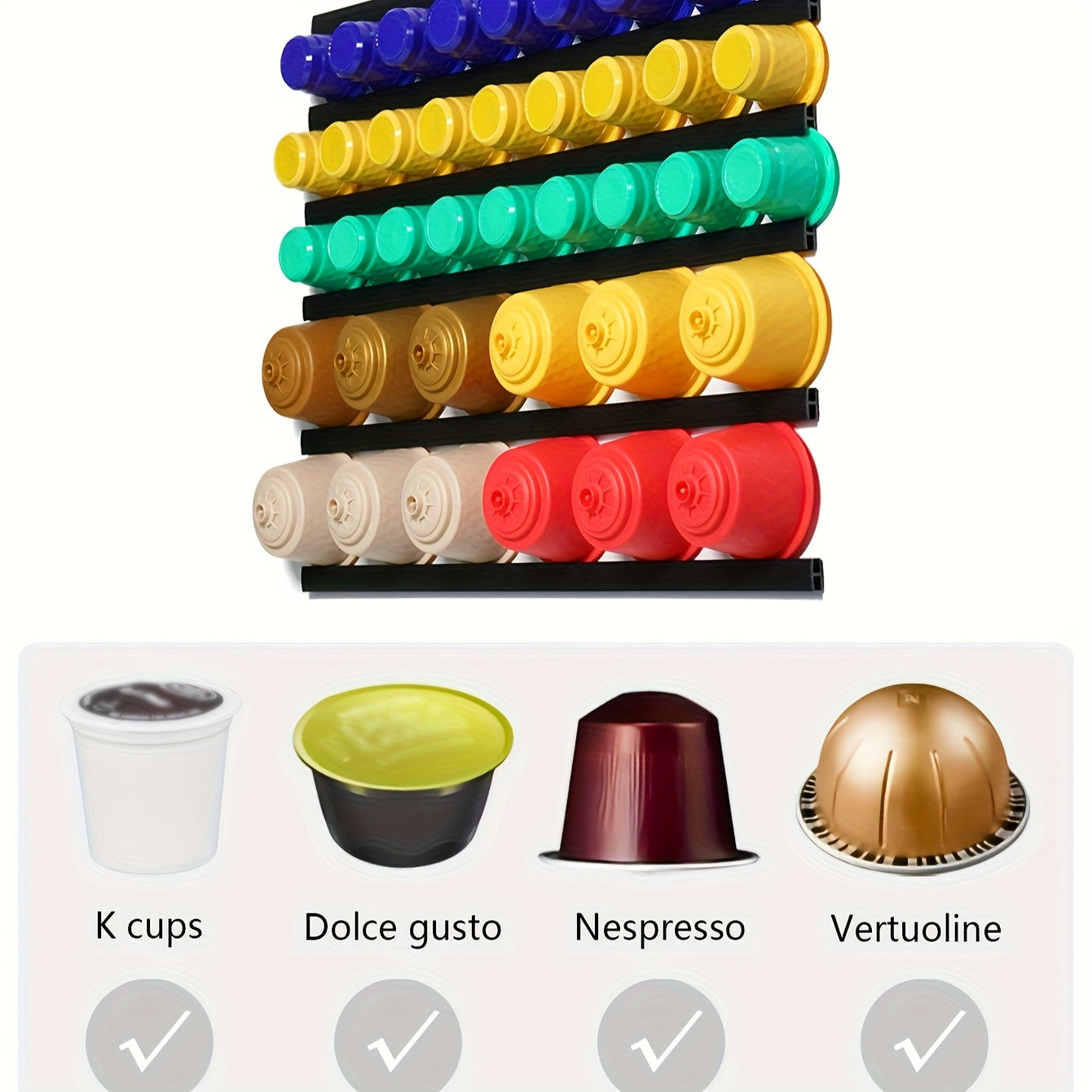 6PCS Coffee Capsule Storage Rack Black White Espresso Pod Organizer Creative Home Decor