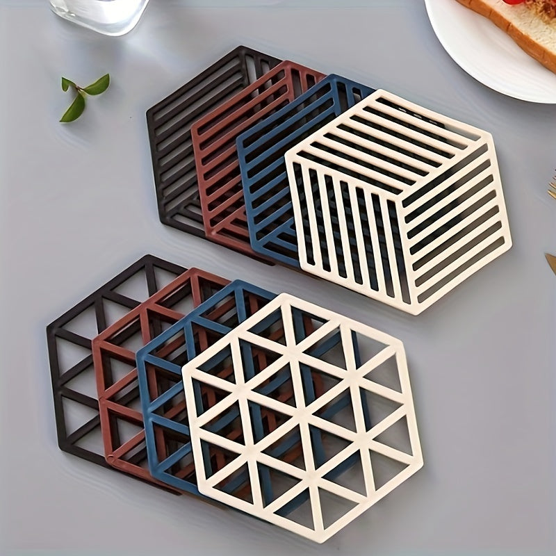 Set of Plastic Cubby Shelf Coasters with Geometric Pattern, Heat-Resistant, Non-Slip